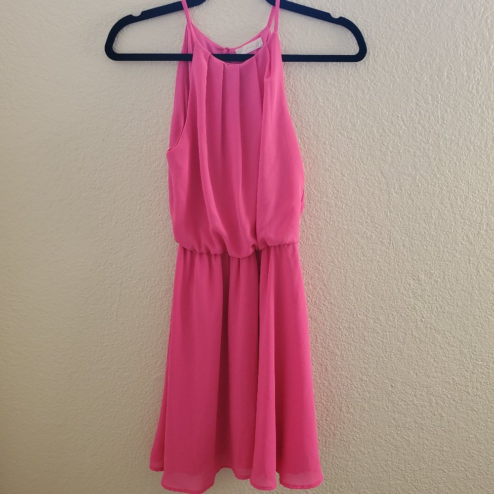 Hot Pink Halter Cocktail Dress